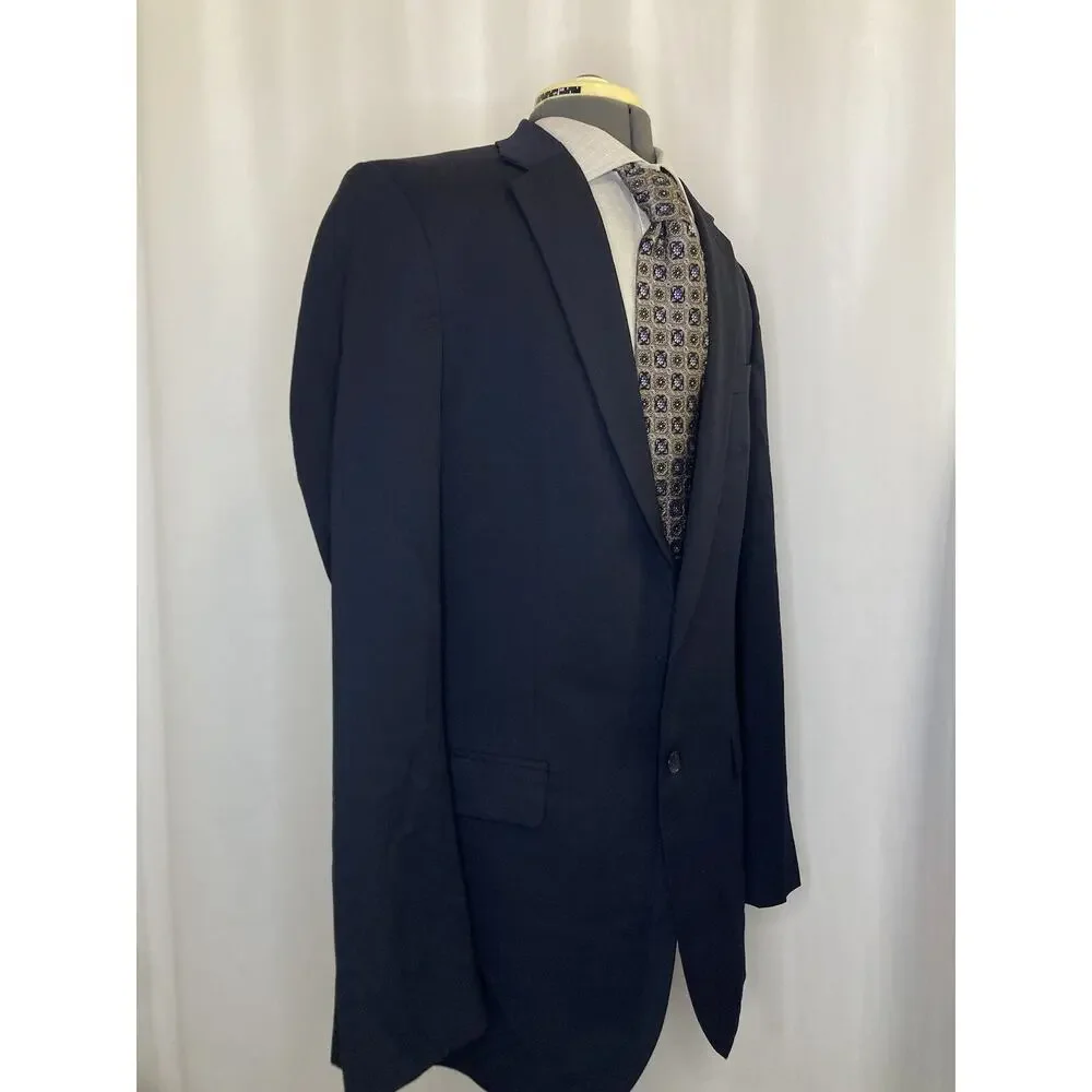 Tommy Hilfiger 44XL Slim Blazer Navy Blue Wool Mens XL Sport Coat Suit Jacket *